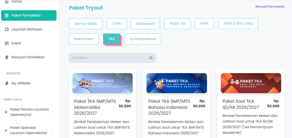 Platform Simulasi Tryout TKA 2026 Fungsional Indonesia